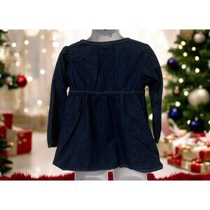 Real Love Girls Button Front Jean Shirt Size 4T Embroidered Flowers Long Sleeve